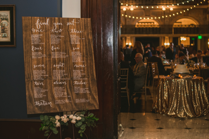 Custom seating chart by The Suite Spot at the George Peabody Library in Baltimore, Maryland by Britney Clause Photography