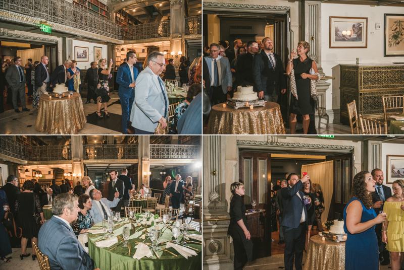 A gorgeous wedding reception at the George Peabody Library in Baltimore, Maryland by Britney Clause Photography