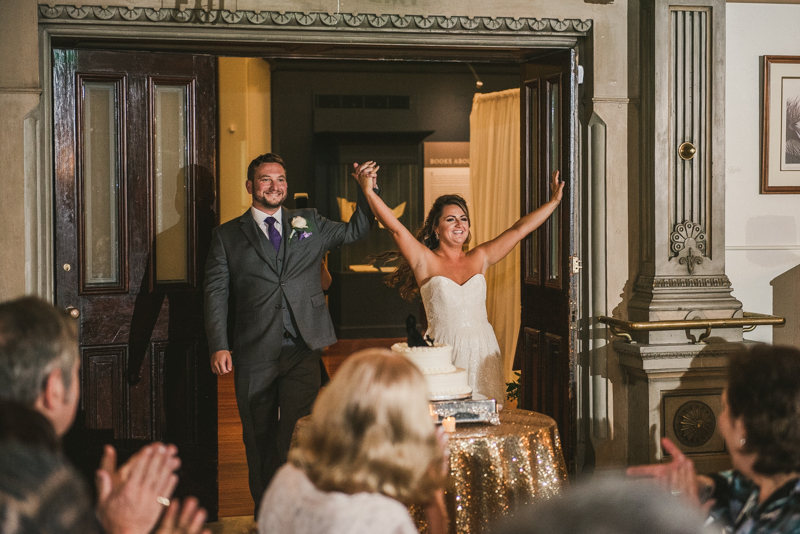 A gorgeous wedding reception at the George Peabody Library in Baltimore, Maryland by Britney Clause Photography