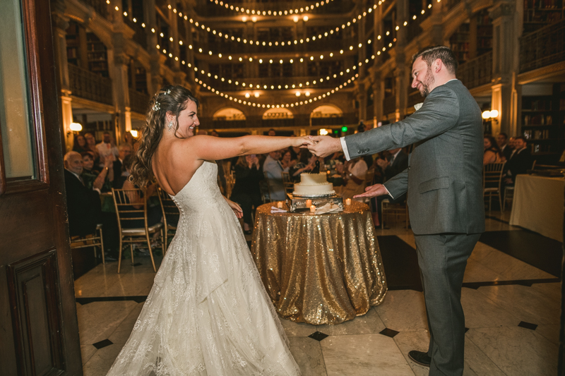 A gorgeous wedding reception at the George Peabody Library in Baltimore, Maryland by Britney Clause Photography