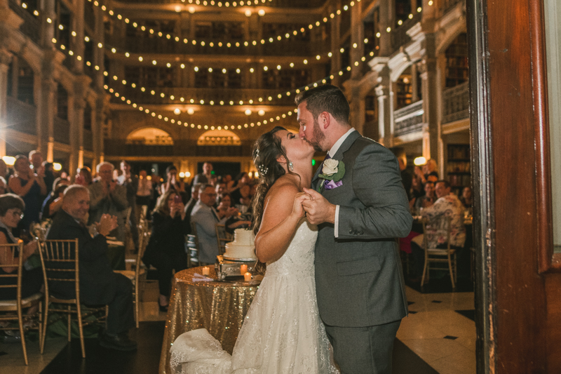 A gorgeous wedding reception at the George Peabody Library in Baltimore, Maryland by Britney Clause Photography