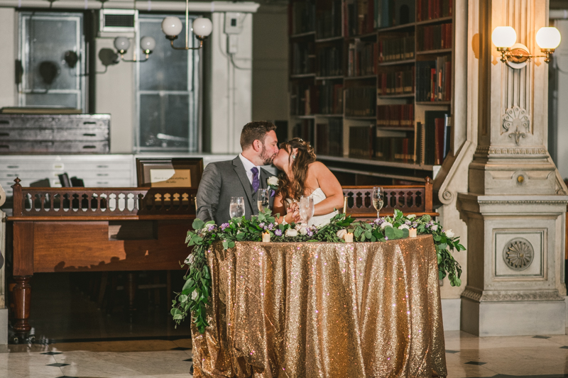 A gorgeous wedding reception at the George Peabody Library in Baltimore, Maryland by Britney Clause Photography