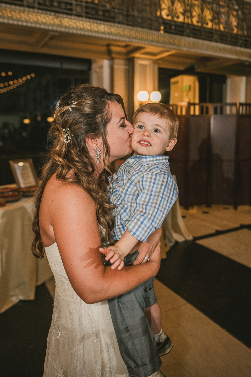 A gorgeous wedding reception at the George Peabody Library in Baltimore, Maryland by Britney Clause Photography