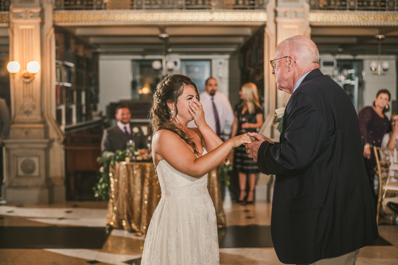 A gorgeous wedding reception at the George Peabody Library in Baltimore, Maryland by Britney Clause Photography