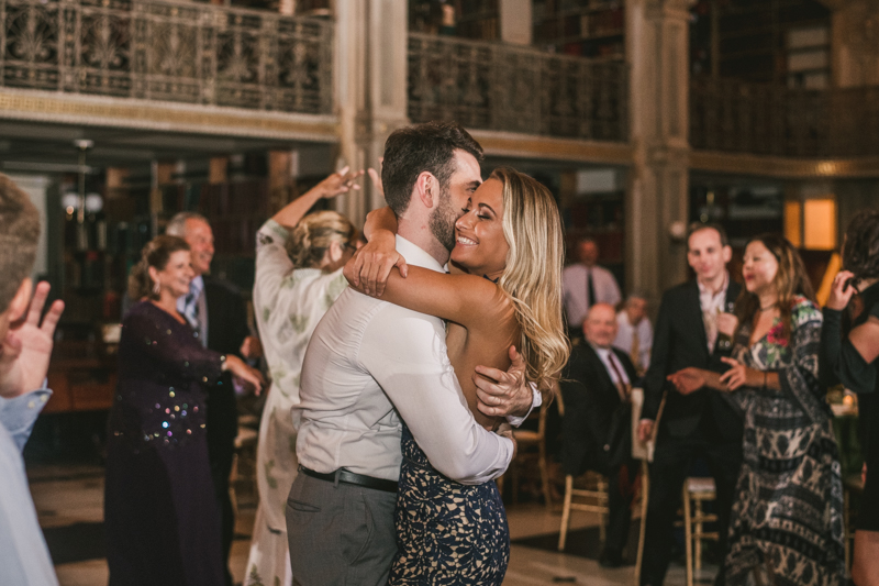 A gorgeous wedding reception at the George Peabody Library in Baltimore, Maryland by Britney Clause Photography