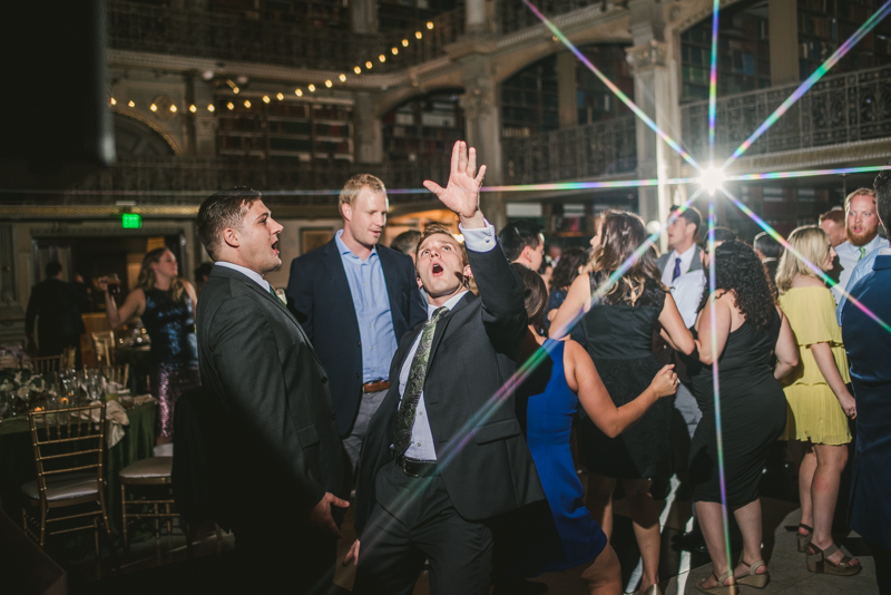 A gorgeous wedding reception at the George Peabody Library in Baltimore, Maryland by Britney Clause Photography