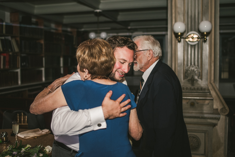 A gorgeous wedding reception at the George Peabody Library in Baltimore, Maryland by Britney Clause Photography