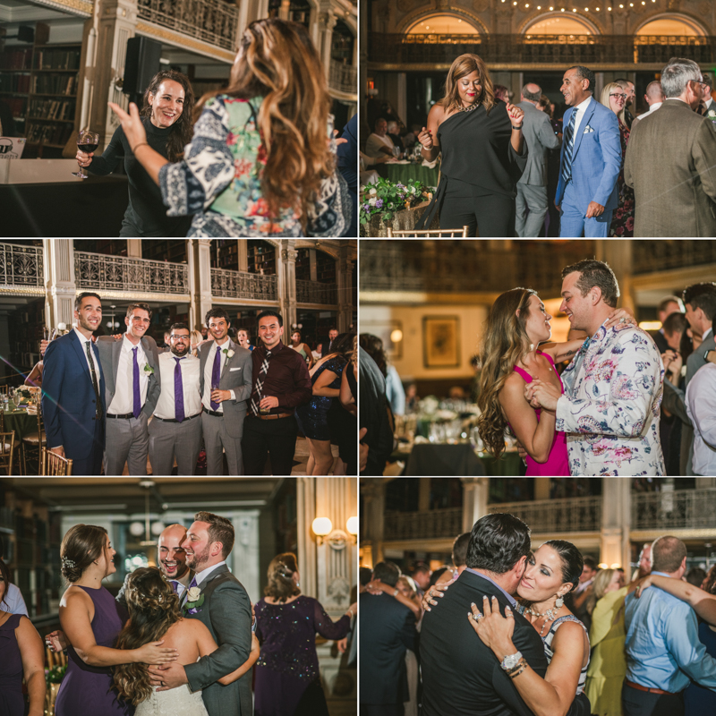 A gorgeous wedding reception at the George Peabody Library in Baltimore, Maryland by Britney Clause Photography