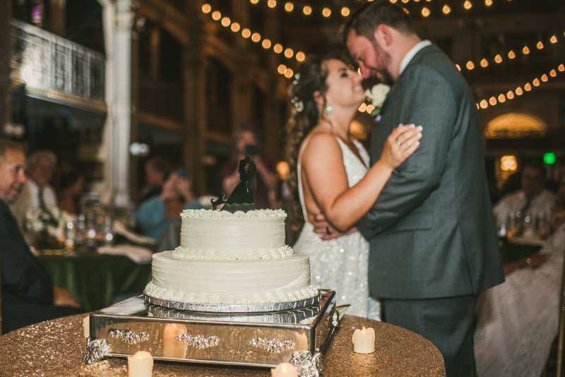 A delicious wedding cake by Classic Catering at George Peabody Library in Mount Vernon, Maryland by Britney Clause Photography