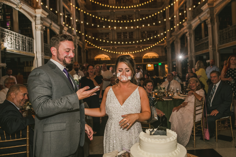 A delicious wedding cake by Classic Catering at George Peabody Library in Mount Vernon, Maryland by Britney Clause Photography