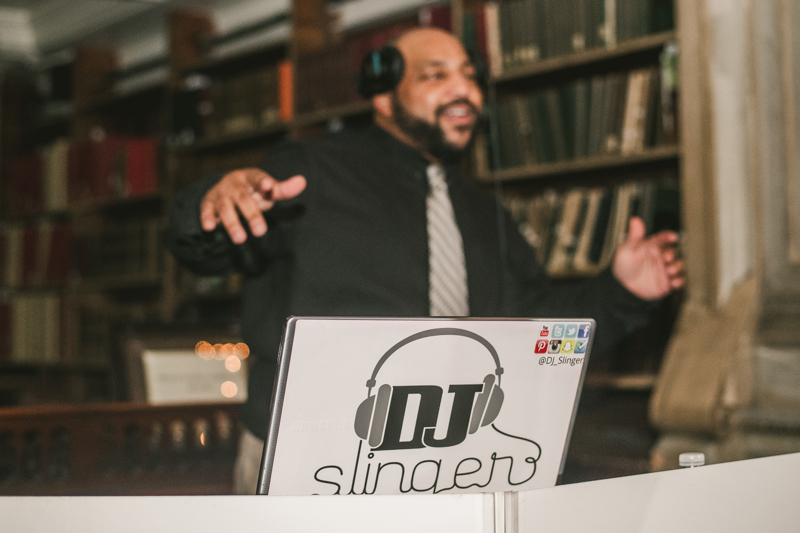 A gorgeous and fun wedding reception at the George Peabody Library in Baltimore, Maryland by Britney Clause Photography