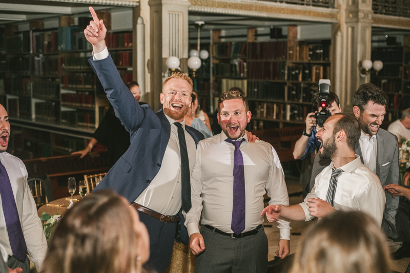 A gorgeous and fun wedding reception at the George Peabody Library in Baltimore, Maryland by Britney Clause Photography