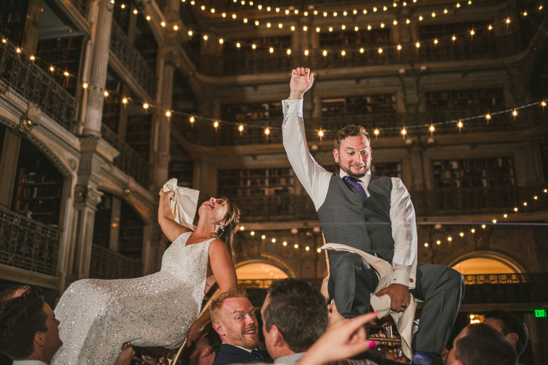 A gorgeous and fun wedding reception at the George Peabody Library in Baltimore, Maryland by Britney Clause Photography