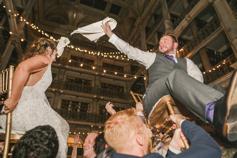 A gorgeous and fun wedding reception at the George Peabody Library in Baltimore, Maryland by Britney Clause Photography