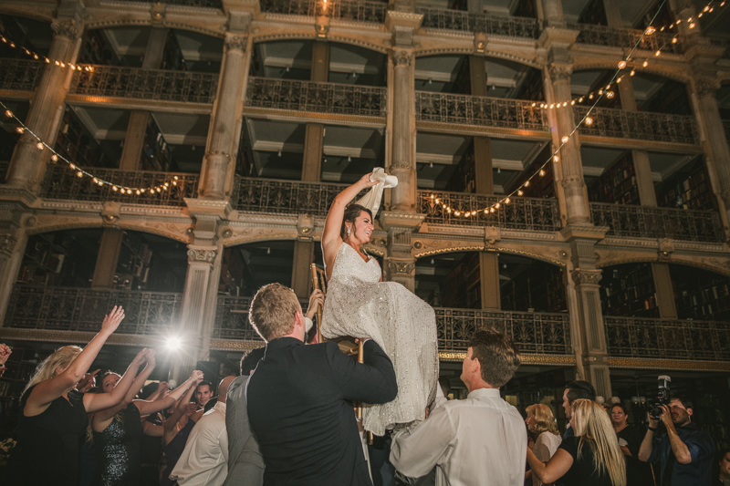 A gorgeous and fun wedding reception at the George Peabody Library in Baltimore, Maryland by Britney Clause Photography