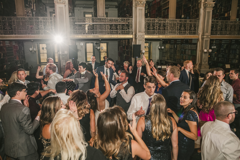 A gorgeous and fun wedding reception at the George Peabody Library in Baltimore, Maryland by Britney Clause Photography