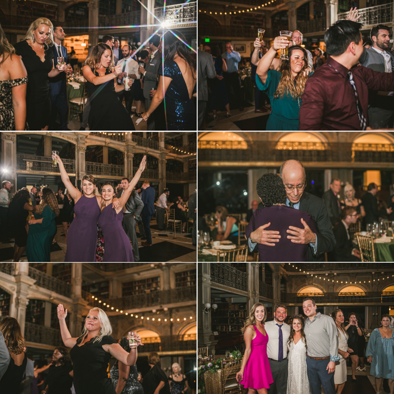 A gorgeous and fun wedding reception at the George Peabody Library in Baltimore, Maryland by Britney Clause Photography