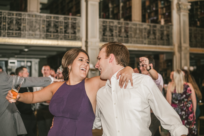 A gorgeous and fun wedding reception at the George Peabody Library in Baltimore, Maryland by Britney Clause Photography