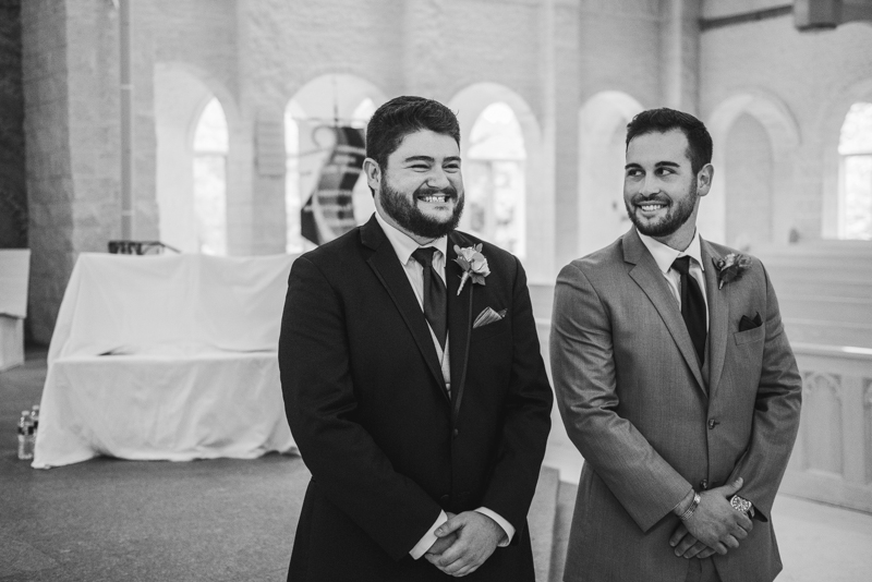 Gorgeous wedding ceremony at Jesus the Good Shepherd Church in Owings in Maryland. Photo by Britney Clause Photography