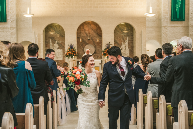 Gorgeous wedding ceremony at Jesus the Good Shepherd Church in Owings in Maryland. Photo by Britney Clause Photography