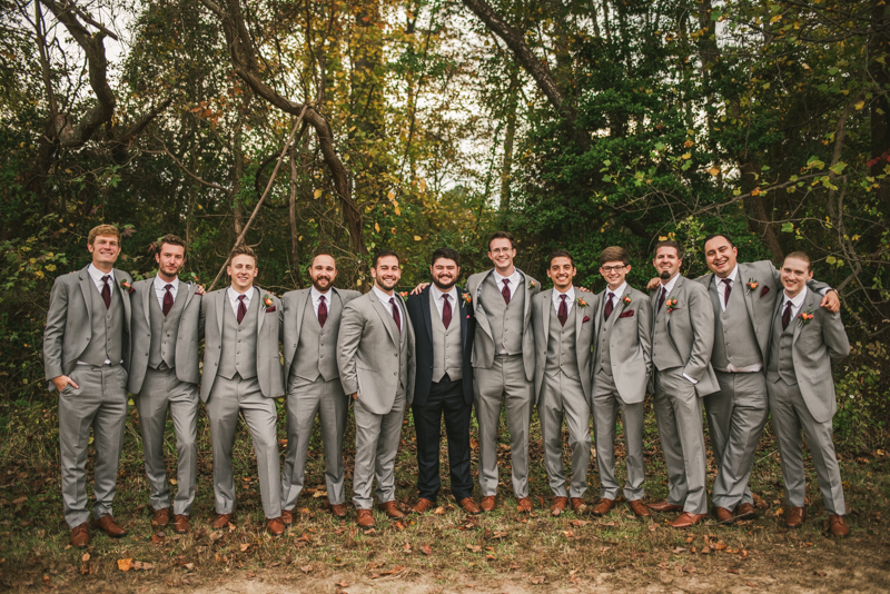 Stunning fall bridal party photos at The Barn at Pleasant Acres in Maryland. Photo by Britney Clause Photography