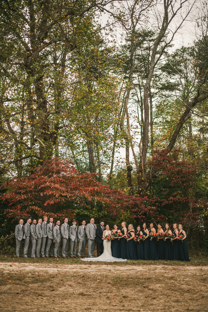 Stunning fall bridal party photos at The Barn at Pleasant Acres in Maryland. Photo by Britney Clause Photography