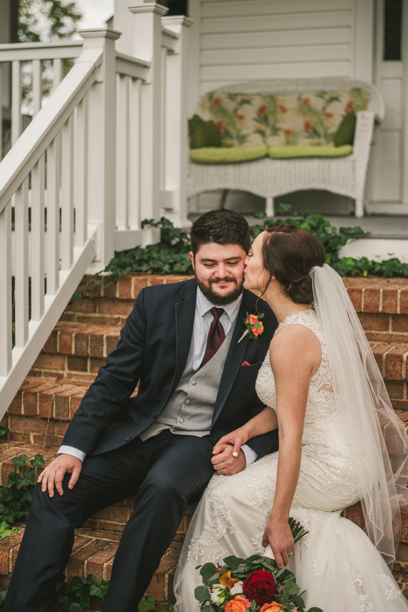  Stunning fall bride and groom just married portraits at The Barn at Pleasant Acres in Maryland. Photo by Britney Clause Photography