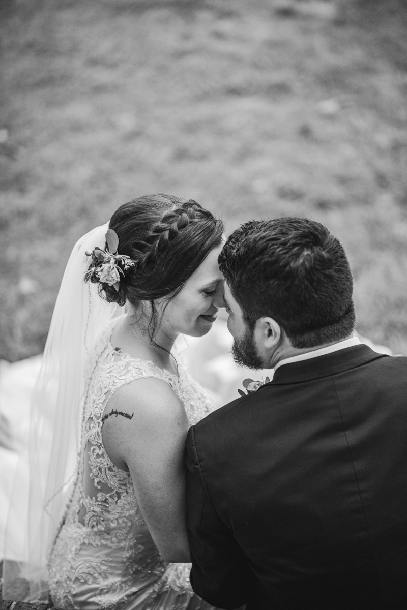  Stunning fall bride and groom just married portraits at The Barn at Pleasant Acres in Maryland. Photo by Britney Clause Photography