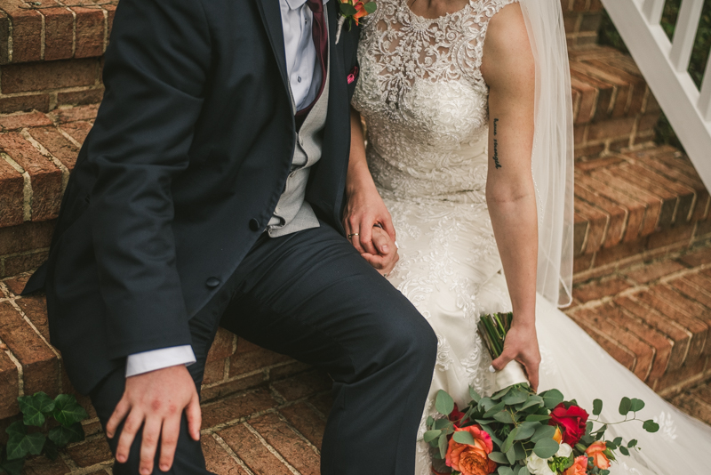  Stunning fall bride and groom just married portraits at The Barn at Pleasant Acres in Maryland. Photo by Britney Clause Photography