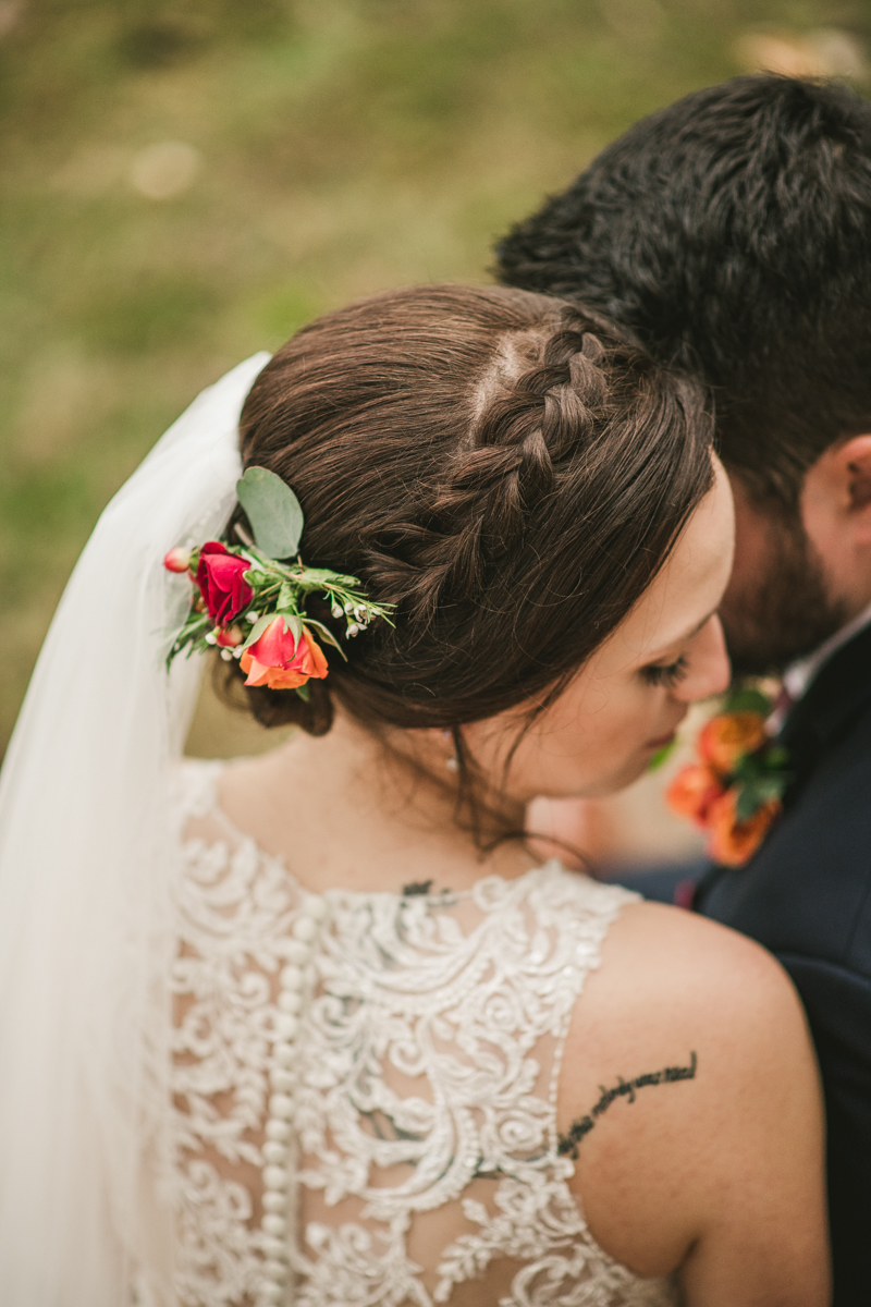 Fall bridal wedding hair by Alison Hair Company in Maryland. Photo by Britney Clause Photography