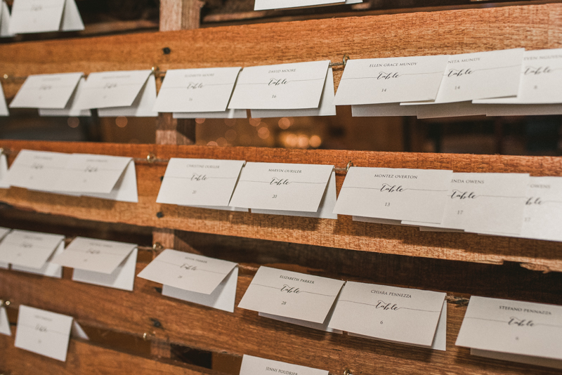 Gorgeous fall wedding reception details at The Barn at Pleasant Acres in Maryland. Photo by Britney Clause Photography