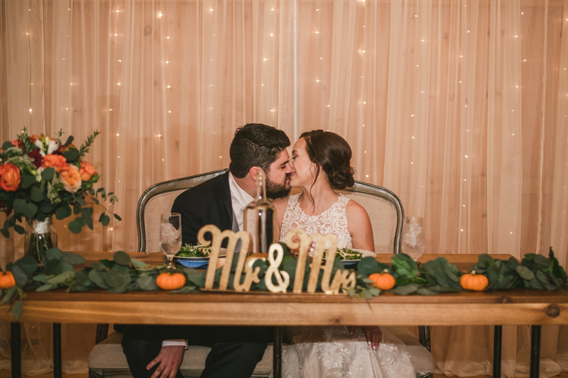 Gorgeous wedding reception at The Barn at Pleasant Acres with music by Washington Talent Agency in Maryland. Photo by Britney Clause Photography