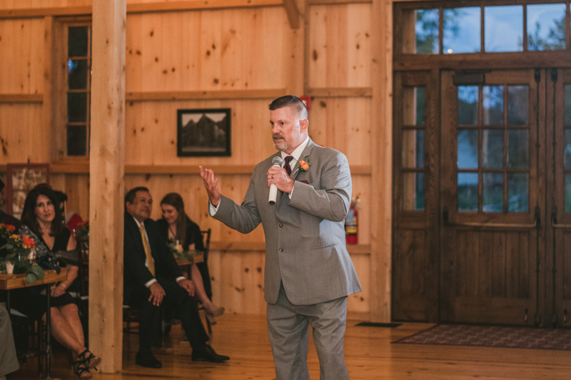 Gorgeous wedding reception at The Barn at Pleasant Acres with music by Washington Talent Agency in Maryland. Photo by Britney Clause Photography