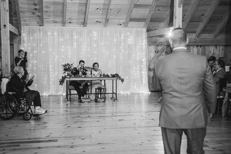 Gorgeous wedding reception at The Barn at Pleasant Acres with music by Washington Talent Agency in Maryland. Photo by Britney Clause Photography