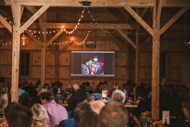 Gorgeous wedding reception at The Barn at Pleasant Acres with music by Washington Talent Agency in Maryland. Photo by Britney Clause Photography