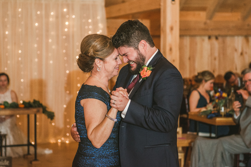 Gorgeous wedding reception at The Barn at Pleasant Acres with music by Washington Talent Agency in Maryland. Photo by Britney Clause Photography