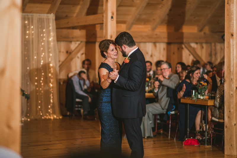 Gorgeous wedding reception at The Barn at Pleasant Acres with music by Washington Talent Agency in Maryland. Photo by Britney Clause Photography