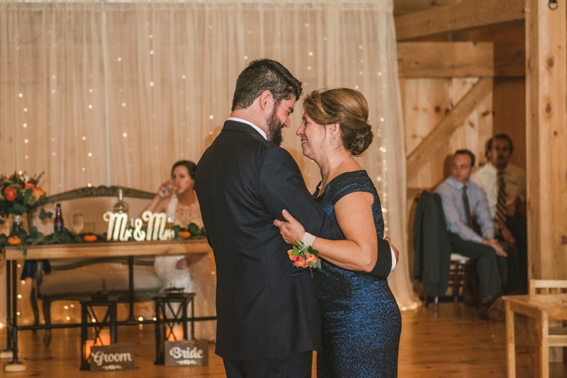 Gorgeous wedding reception at The Barn at Pleasant Acres with music by Washington Talent Agency in Maryland. Photo by Britney Clause Photography