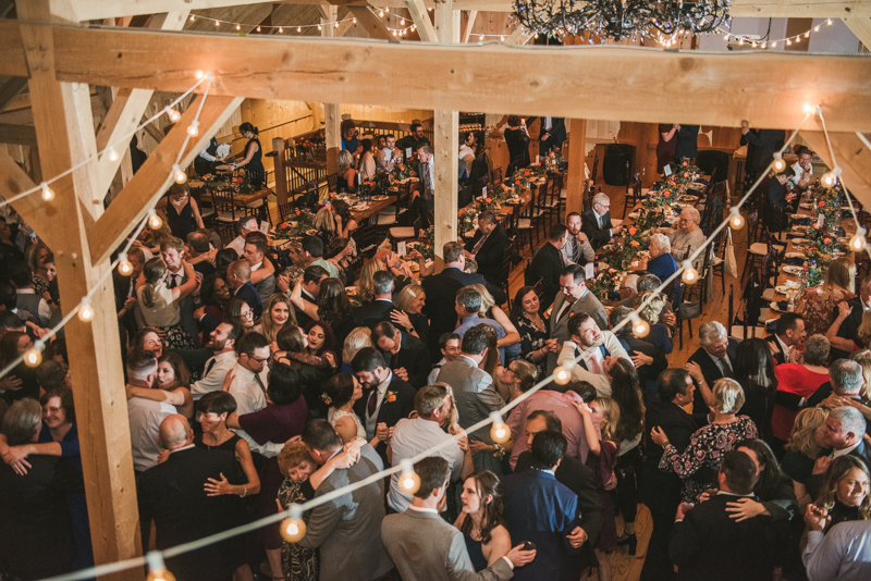 Gorgeous wedding reception at The Barn at Pleasant Acres with music by Washington Talent Agency in Maryland. Photo by Britney Clause Photography