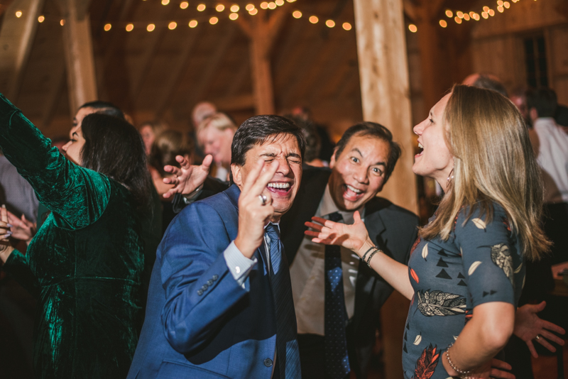 Gorgeous wedding reception at The Barn at Pleasant Acres with music by Washington Talent Agency in Maryland. Photo by Britney Clause Photography