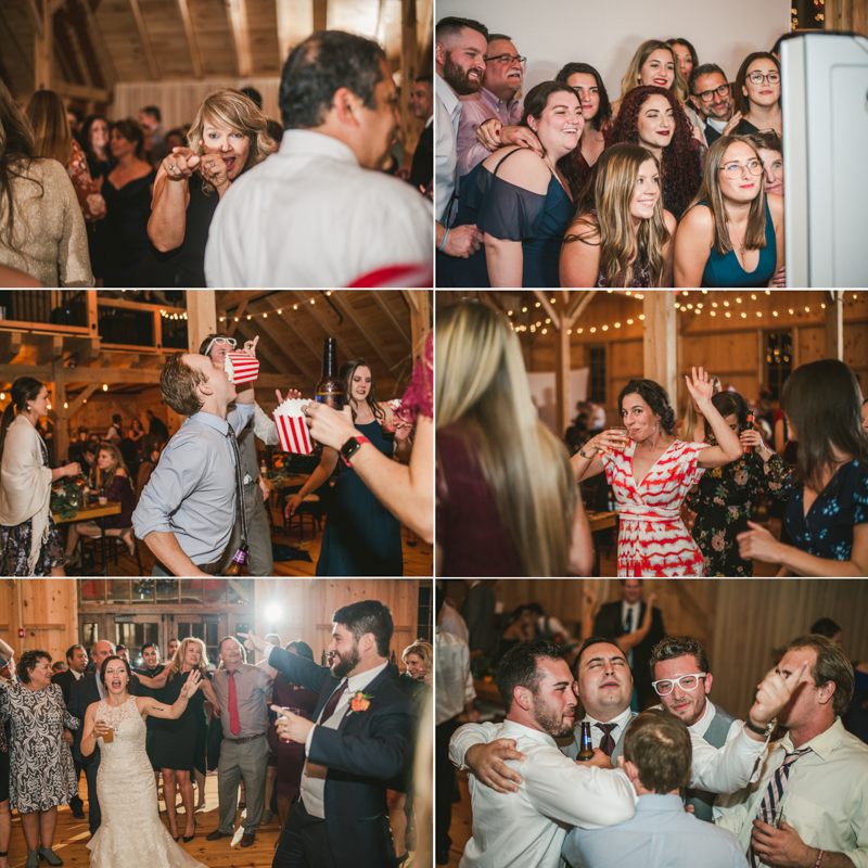 Gorgeous wedding reception at The Barn at Pleasant Acres with music by Washington Talent Agency in Maryland. Photo by Britney Clause Photography