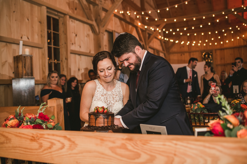 Gorgeous wedding reception at The Barn at Pleasant Acres with music by Washington Talent Agency in Maryland. Photo by Britney Clause Photography