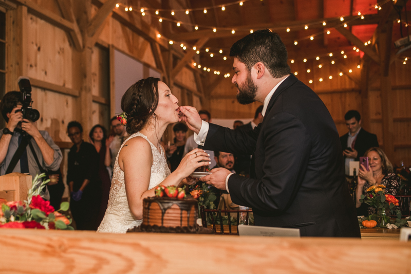 Gorgeous wedding reception at The Barn at Pleasant Acres with music by Washington Talent Agency in Maryland. Photo by Britney Clause Photography