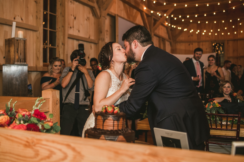 Gorgeous wedding reception at The Barn at Pleasant Acres with music by Washington Talent Agency in Maryland. Photo by Britney Clause Photography