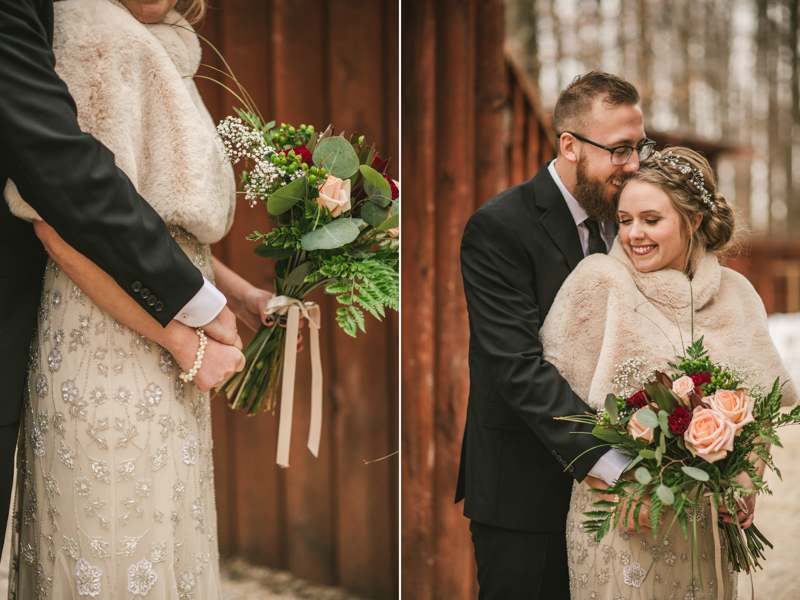 A cozy first look alternative under the stars at Camp Puh'Tuk in the Pines in Monkton Marlaynd by Britney Clause Photography