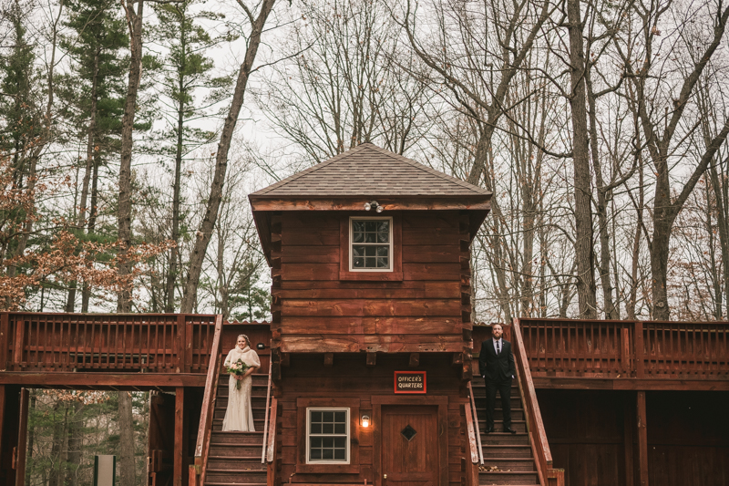 A cozy first look alternative under the stars at Camp Puh'Tuk in the Pines in Monkton Marlaynd by Britney Clause Photography