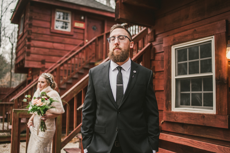 A cozy first look alternative under the stars at Camp Puh'Tuk in the Pines in Monkton Marlaynd by Britney Clause Photography