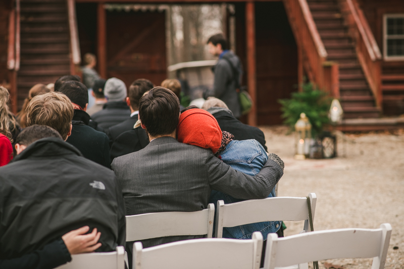 A cozy wedding ceremony under the stars at Camp Puh'Tuk in the Pines in Monkton Marlaynd by Britney Clause Photography