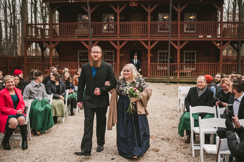 A cozy wedding ceremony under the stars at Camp Puh'Tuk in the Pines in Monkton Marlaynd by Britney Clause Photography