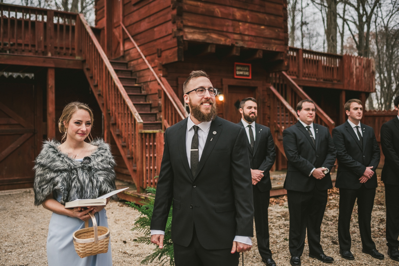 A cozy wedding ceremony under the stars at Camp Puh'Tuk in the Pines in Monkton Marlaynd by Britney Clause Photography